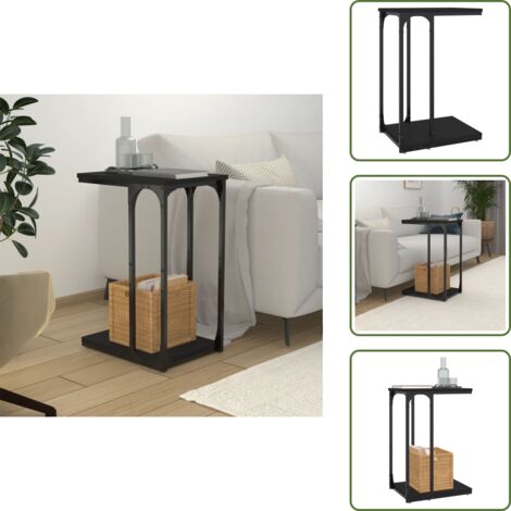 The Living Store Tavolino Nero 40x30x60 cm in Legno Multistrato - Tavolino in legno multistrato