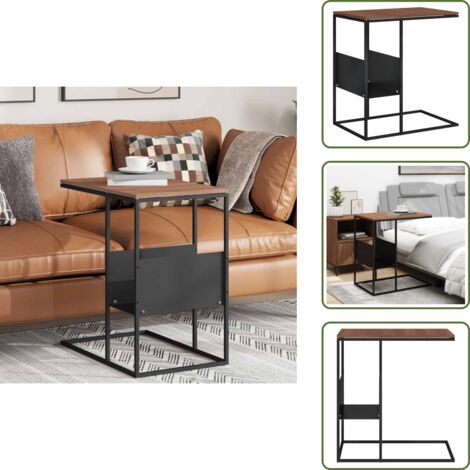 The Living Store Tavolino Nero 55x36x59,5 cm Legno Multistrato - Tavolino da salotto