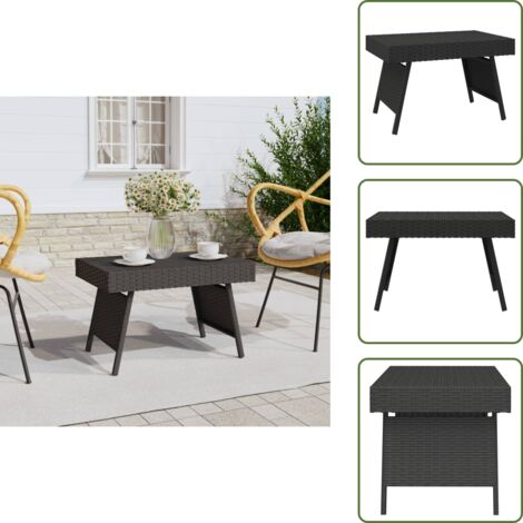 The Living Store Tavolino Pieghevole Nero 60x40x38 cm in Polyrattan - Tavolino da giardino