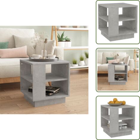 The Living Store Tavolino Salotto Grigio Cemento 40x40x43 cm Legno Multistrato - Tavolo da soggiorno