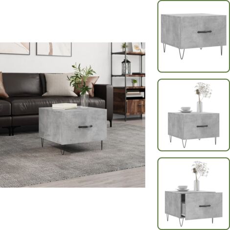 The Living Store Tavolino Salotto Grigio Cemento 50x50x40 cm Legno Multistrato - Tavolino da salotto grigio cemento