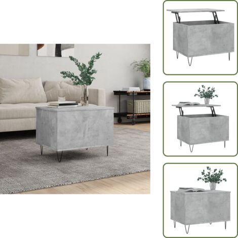 The Living Store Tavolino Salotto Grigio Cemento 60x44,5x45 cm Legno Multistrato - Tavolo da pranzo temporaneo
