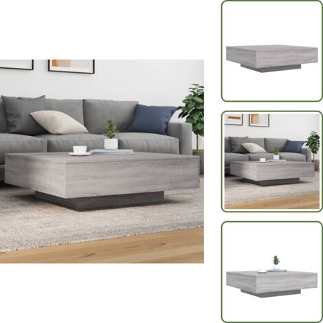 The Living Store Tavolino Salotto Grigio Sonoma 100x100x31 cm Legno Multistrato - Tavolino da divano