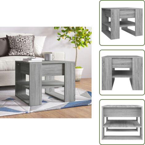 The Living Store Tavolino Salotto Grigio Sonoma 55,5x55x45 cm Legno Multistrato - Tavolo da caffè