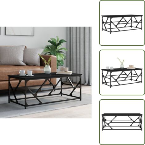 The Living Store Tavolino Salotto Nero 100x50x40cm Legno Multistrato - Tavolino in legno