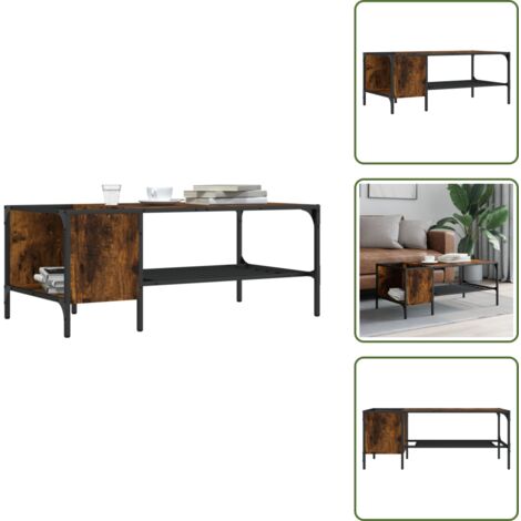 The Living Store Tavolino Salotto Ripiano Rovere Fumo 100x51x40cm Multistrato - Tavolino da divano