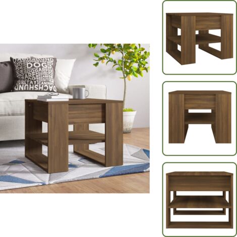 The Living Store Tavolino Salotto Rovere Marrone 55,5x55x45 cm Legno Multistrato - Tavolo da caffè