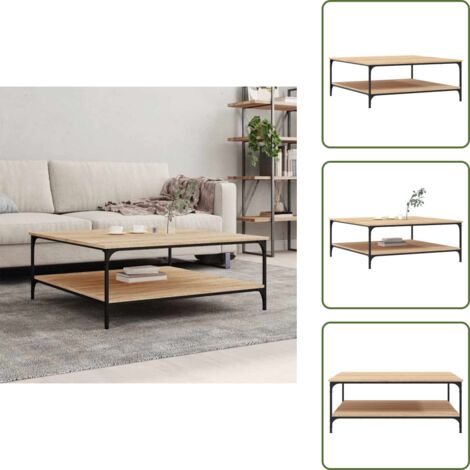 The Living Store Tavolino Salotto Rovere Sonoma 100x100x40 cm Legno Multistrato - Tavolino in legno