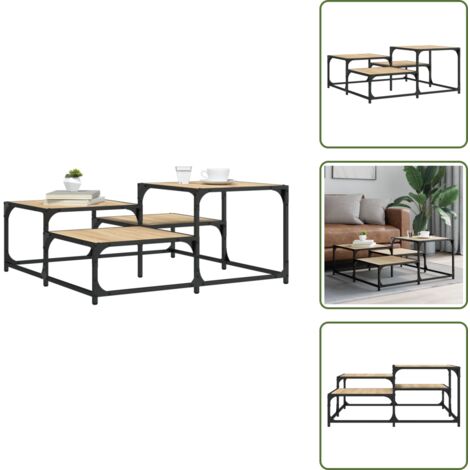 The Living Store Tavolino Salotto Rovere Sonoma 87,5x87,5x40cm Legno Multistrato - Tavolino in legno multistrato