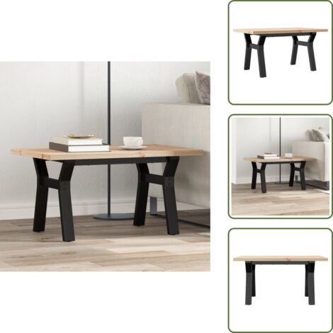 The Living Store Tavolino Salotto Telaio a Y 80x50x40,5 cm Legno Pino e Acciaio - Tavolino in Legno