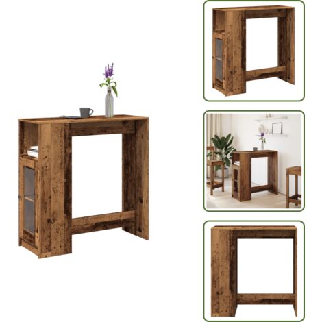 The Living Store Tavolo Bar con Rastrelliera Antico 101x40x103,5 cm Multistrato - Tavolo bar con scomparti