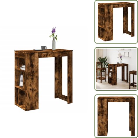 The Living Store Tavolo Bar con Rastrelliera Rovere 102x50x103,5 cm Multistrato - Rastrelliera