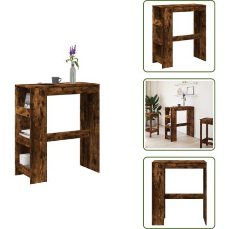 The Living Store Tavolo Bar con Rastrelliera Rovere 90x40x103,5 cm Multistrato - Tavolo bar con ripiani