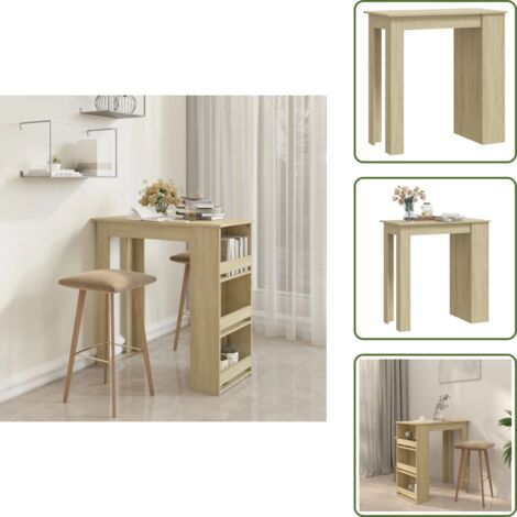 The Living Store Tavolo Bar con Ripiani Rovere Sonoma 102x50x103,5 cm Truciolato - Ripiani