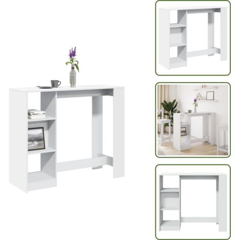 The Living Store Tavolo Bar con Ripiano Bianco 124x46x103,5 cm in Truciolato - Tavolo da pranzo