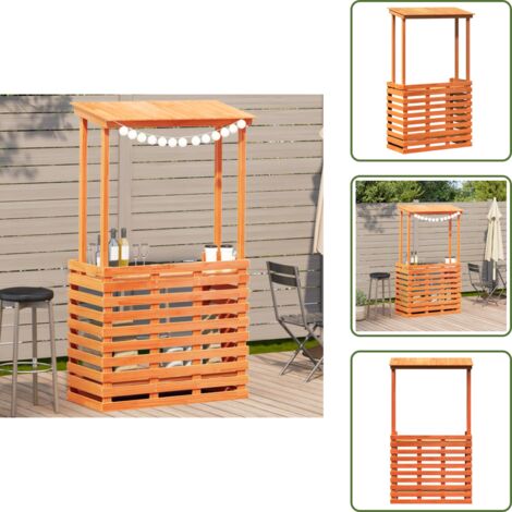The Living Store Tavolo Bar da Esterno con Tetto Marrone 112,5x57x195,5 cm Legno - Tavolo da giardino