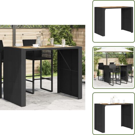 The Living Store Tavolo Bar da Giardino Piano in Acacia 145x80x110 cm Polyrattan - Tavolo da bar