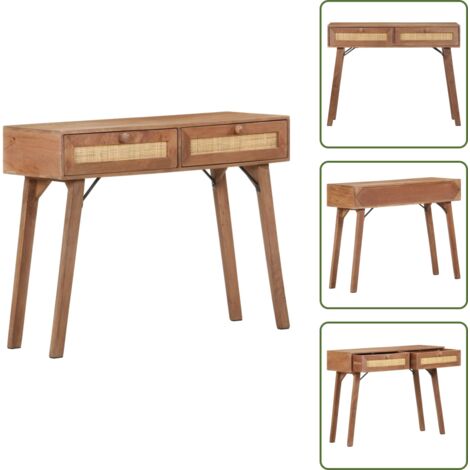 The Living Store Tavolo Consolle 100x35x76 cm in Legno Massello di Mango - Tavolo in legno massello