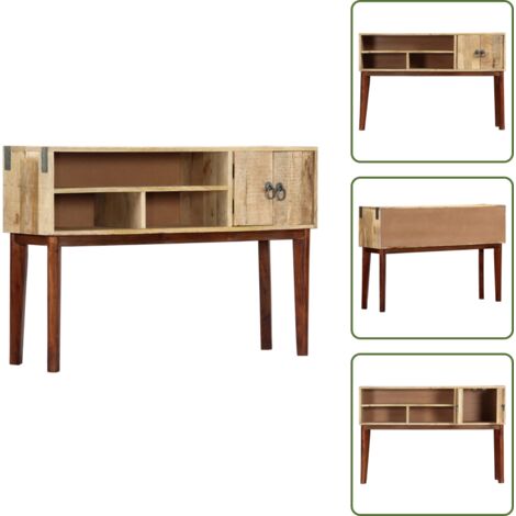 The Living Store Tavolo Consolle 115x30x76 cm in Legno Massello di Mango Grezzo - Tavolo in legno grezzo