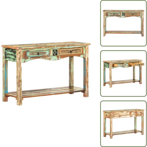 The Living Store Tavolo Consolle 120x40x75 cm in Legno Massello di Recupero - Tavolo consolle vintage