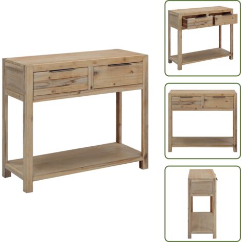 The Living Store Tavolo Consolle 82x33x73 cm in Legno Massello di Acacia - Tavolo in legno