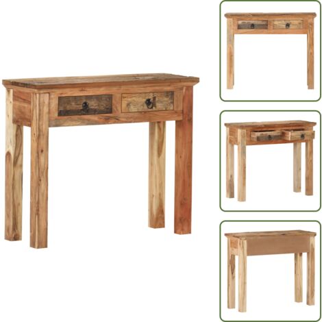 The Living Store Tavolo Consolle 90,5x30x75cm in Legno di Acacia e di Recupero - Tavolo da ingresso in legno