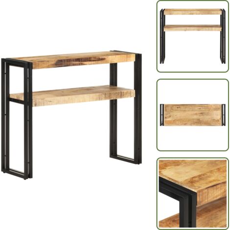 The Living Store Tavolo Consolle 90x30x75 cm in Legno di Mango Grezzo - Tavolo consolle in legno massello