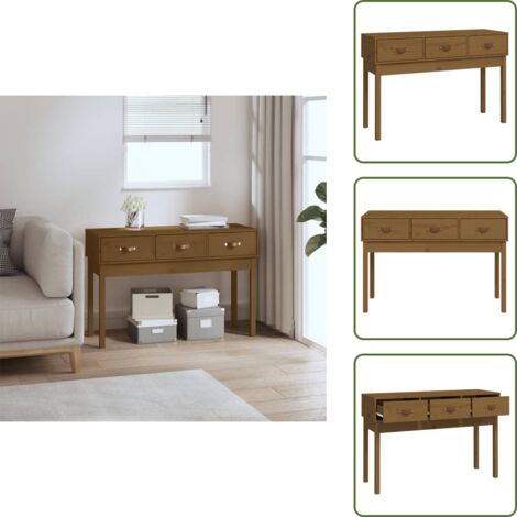 The Living Store Tavolo Consolle Ambra 114x40x75 cm in Legno Massello di Pino - Tavolo da ingresso