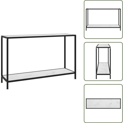 The Living Store Tavolo Consolle Bianco 120x35x75 cm in Vetro Temperato - Vetro temperato