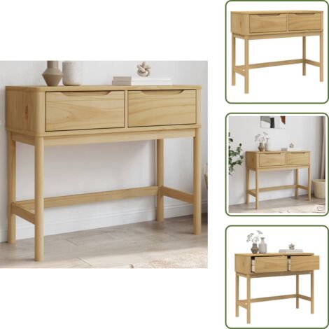 The Living Store Tavolo Consolle FLORO 89,5x36,5x73 cm Marrone Cera Legno Pino - Tavolo da ingresso