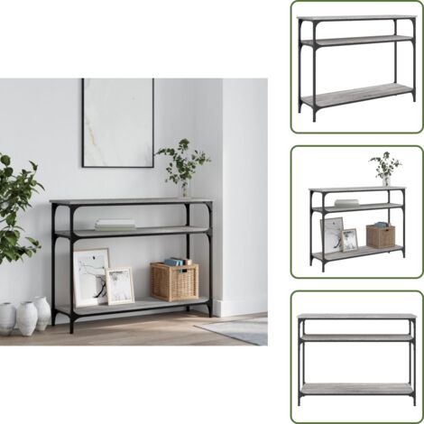 The Living Store Tavolo Consolle Grigio Sonoma 100x29x75 cm in Legno Multistrato - Tavolino da ingresso