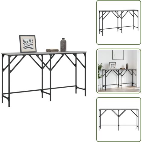 The Living Store Tavolo Consolle Grigio Sonoma 140x29x75 cm in Legno Multistrato - Tavolo da ingresso