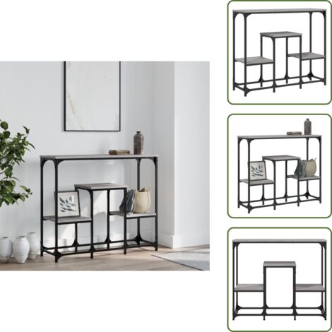 The Living Store Tavolo Consolle Grigio Sonoma 89,5x28x76cm in Legno Multistrato - Tavolino da salotto