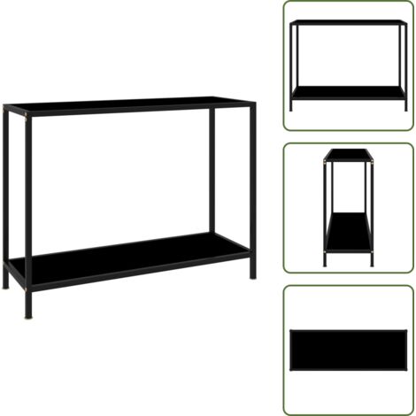 The Living Store Tavolo Consolle Nero 100x35x75 cm in Vetro Temperato - Vetro temperato
