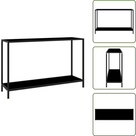 The Living Store Tavolo Consolle Nero 120x35x75 cm in Vetro Temperato - Tavolo in vetro temperato