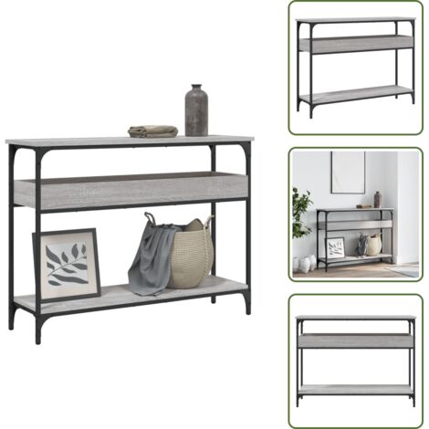 The Living Store Tavolo Consolle Ripiano Grigio Sonoma 100x29x75cm Multistrato - Tavolino da ingresso