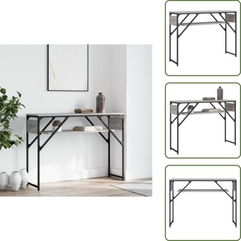 The Living Store Tavolo Consolle Ripiano Grigio Sonoma 105x30x75cm Multistrato - Tavolo da ingresso