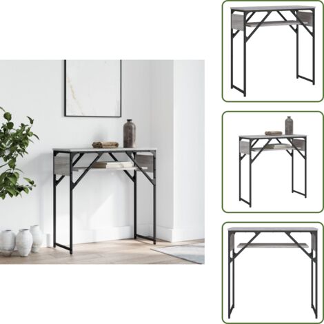 The Living Store Tavolo Consolle Ripiano Grigio Sonoma 75x30x75cm Multistrato - Tavolino da ingresso