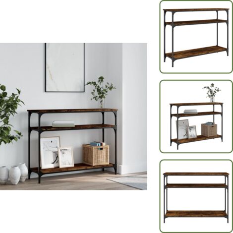 The Living Store Tavolo Consolle Rovere Fumo 100x29x75 cm Legno Multistrato - Tavolo da ingresso