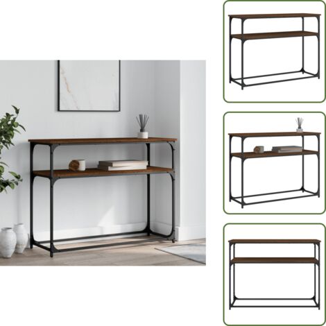 The Living Store Tavolo Consolle Rovere Marrone 100x35,5x75 cm Legno Multistrato - Tavolo da ingresso