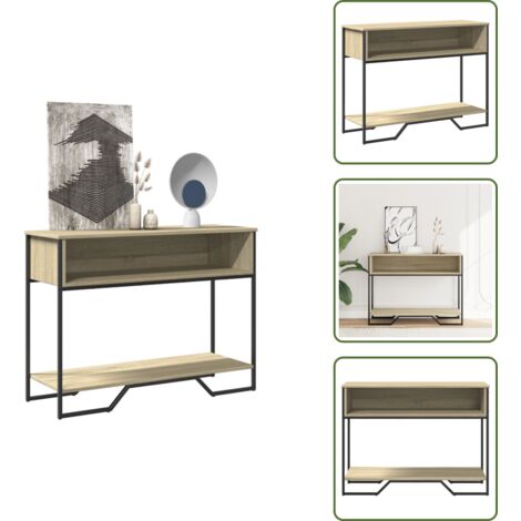 The Living Store Tavolo Consolle Rovere Sonoma 100x35x74,5 cm in Truciolato - Tavolo in truciolato