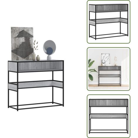 The Living Store Tavolo Consolle Rovere Sonoma 90x35x80 cm in Legno Multistrato - Tavolo da ingresso