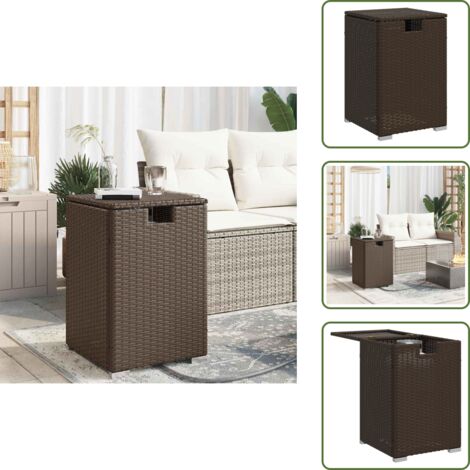 The Living Store Tavolo Copri Serbatoio Propano Marrone 40x40x60cm in Polyrattan - Tavolo esterno