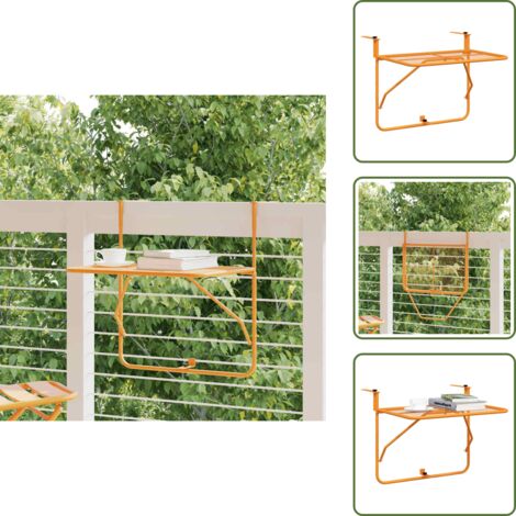 The Living Store Tavolo da Balcone Giallo 60x40 cm in Acciaio - Tavolo da esterno