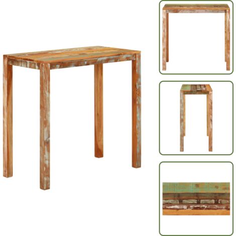 The Living Store Tavolo da Bar 112x55x108 cm in Legno Massello di Recupero - Tavolo da pranzo in legno