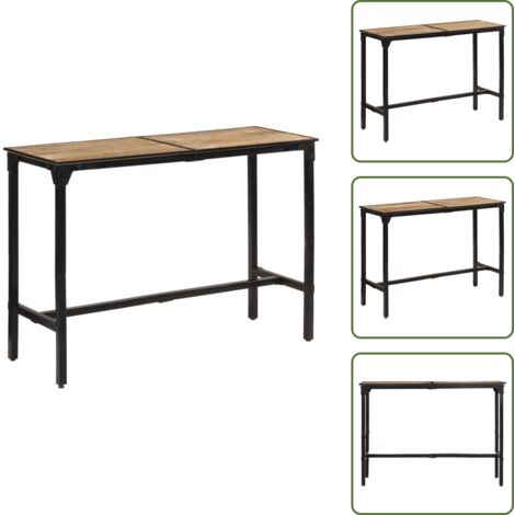 The Living Store Tavolo da Bar 150x55x107 cm in Legno Grezzo Massello di Mango - Tavolo in legno