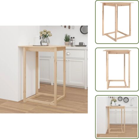 The Living Store Tavolo da Bar 80x80x110 cm in Legno Massello di Pino - Tavolo da pranzo in legno