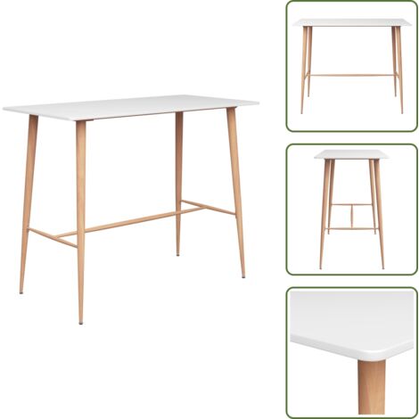 The Living Store Tavolo da Bar Bianco 120x60x105 cm - Tavolo da bar bianco