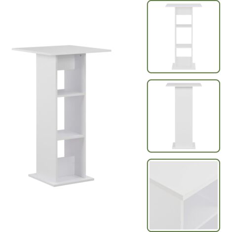 The Living Store Tavolo da Bar Bianco 60x60x110 cm - Tavolo da pranzo