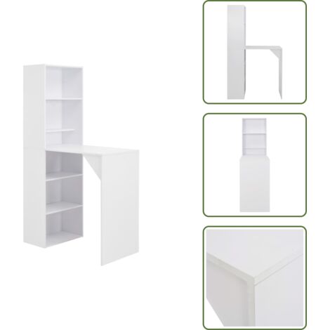The Living Store Tavolo da Bar con Mobiletto Bianco 115x59x200 cm - Mobiletto